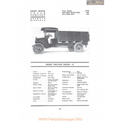 Denby Two Ton Truck H Fiche Info 1917