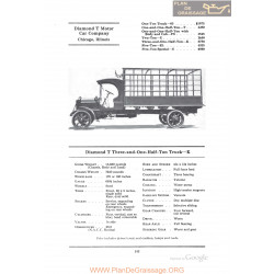 Diamond T Three And One Half Ton Truck K Fiche Info 1922