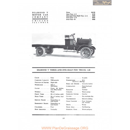 Diamond T Three And One Half Ton Truck Lb Fiche Info 1919