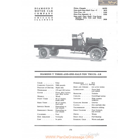 Diamond T Three And One Half Ton Truck Lb Fiche Info 1920