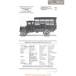 Dorris Two And One Half Ton Truck K4 Fiche Info 1922
