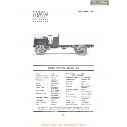 Dorris Two Ton Truck K4 Fiche Info 1919