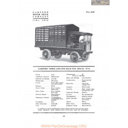 Garford Three And One Half Ton Truck 77b Fiche Info 1919