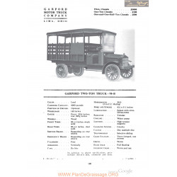 Garford Two Ton Truck 70b Fiche Info 1918