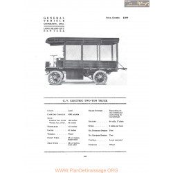 Gv Electric Two Ton Truck Fiche Info 1916