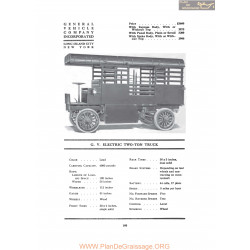 Gv Electric Two Ton Truck Fiche Info 1917
