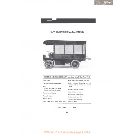 Gv Electric Two Ton Truck Fiche Info Mc Clures 1916