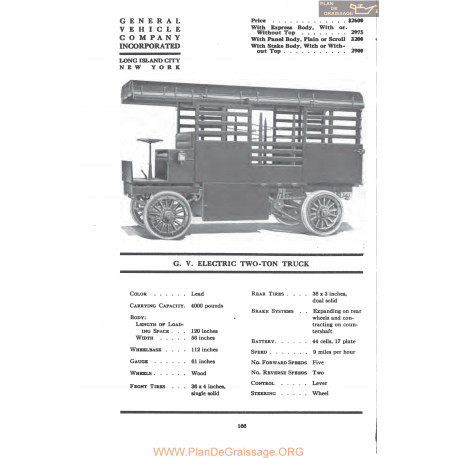 Gv Electric Two Ton Truck Fiche Info Mc Clures 1917
