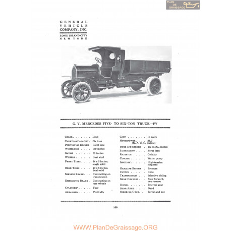 Gv Mercedes Five To Six Ton Truck Fv Fiche Info 1916