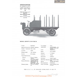 Hewitt 2 Ton Truck Fiche Info 1910