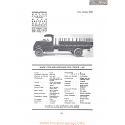 International Mack Five And One Half Ton Truck Ac Fiche Info 1917