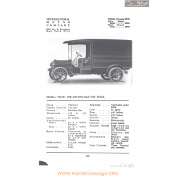 International Mack One And One Half Ton Truck Fiche Info 1912