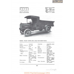 International Mack Seven And A Half Ton Dump Truck Fiche Info 1912