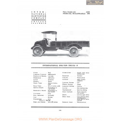 International One Ton Truck F Fiche Info 1919