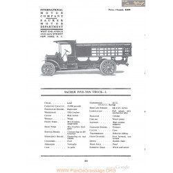 International Saurer Five Ton Truck L Fiche Info 1918