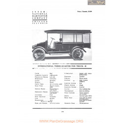 International Three Quarter Ton Truck H Fiche Info 1919