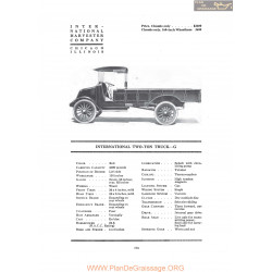 International Two Ton Truck G Fiche Info 1919