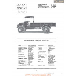International Two Ton Truck G Fiche Info 1920