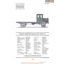 Jackson Three And One Half Ton Truck B Fiche Info 1920