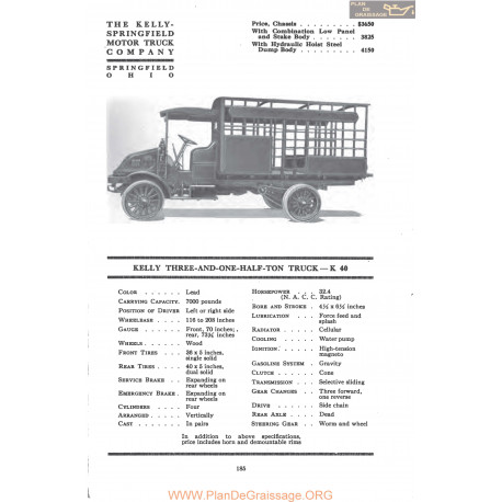 Kelly Springfield Three And One Half Ton Truck K40 Fiche Info Mc Clures 1917