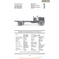 Kleiber Two And One Half Ton Truck B Fiche Info 1920