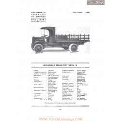 Locomobile Three Ton Truck B Fiche Info 1916