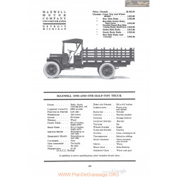 Maxwell One And One Half Ton Truck Fiche Info 1920