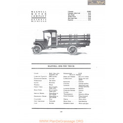 Maxwell One Ton Truck Fiche Info 1919