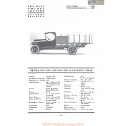 Nash Jeffery One And One Half Ton All Purpose Truck Fiche Info 1917