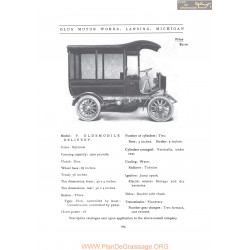 Oldsmobile F Delivery Fiche Info 1907