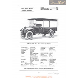 Oldsmobile One Ton Economy Truck Fiche Info 1922