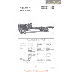 Packard Model E Size F Truck Fiche Info 1922