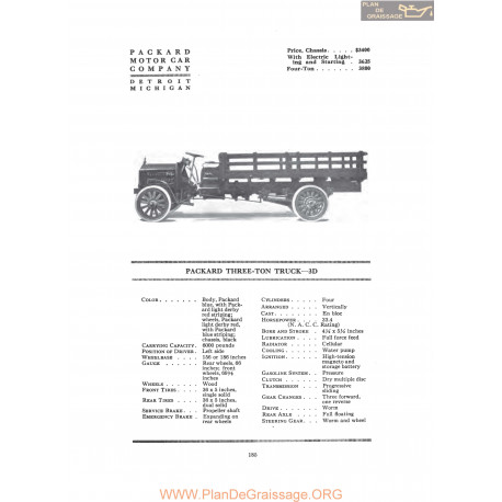 Packard Three Ton Truck 3d Fiche Info 1916