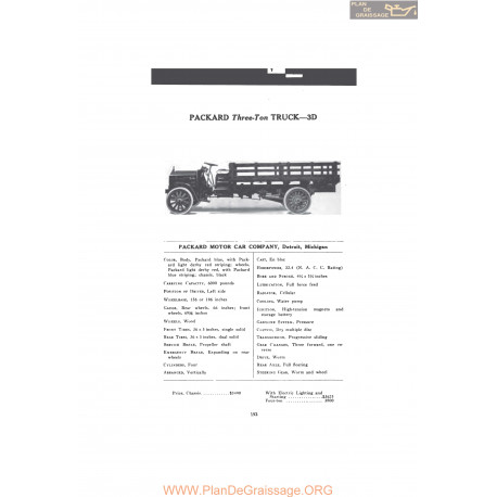 Packard Three Ton Truck 3d Fiche Info Mc Clures 1916