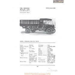 Peerless Four Ton Truck Fiche Info 1912