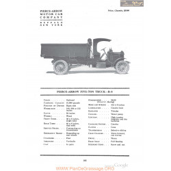 Pierce Arrow Five Ton Truck R8 Fiche Info 1918
