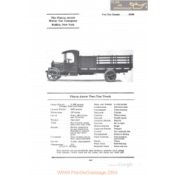 Pierce Arrow Two Ton Truck Fiche Info 1922