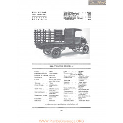 Reo Two Ton Truck J Fiche Info 1916