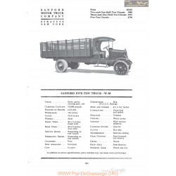 Sanford Five Ton Truck W50 Fiche Info 1920