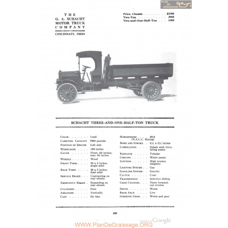 Schacht Three And One Half Ton Truck Fiche Info 1918