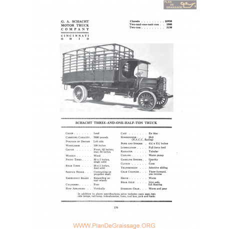 Schacht Three And One Half Ton Truck Fiche Info 1919