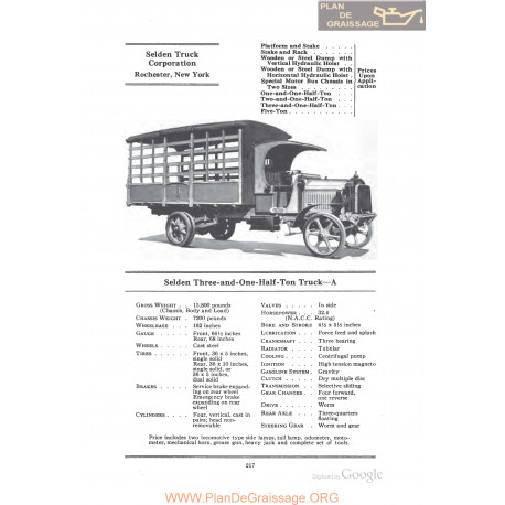 Selden Three And One Half Ton Truck A Fiche Info 1922