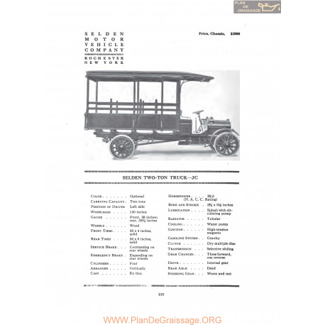 Selden Two Ton Truck Jc Fiche Info 1916