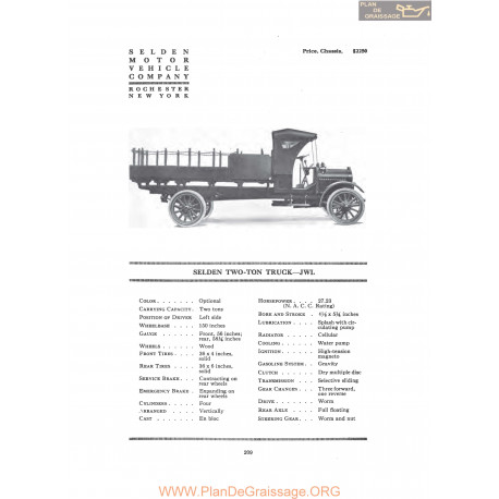 Selden Two Ton Truck Jwl Fiche Info 1916