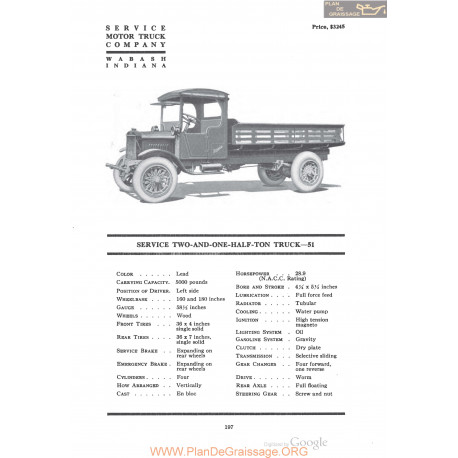 Service Two And One Half Ton Truck 51 Fiche Info 1920