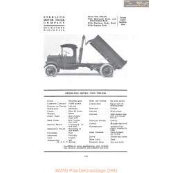 Sterling Seven Ton Truck Fiche Info 1917