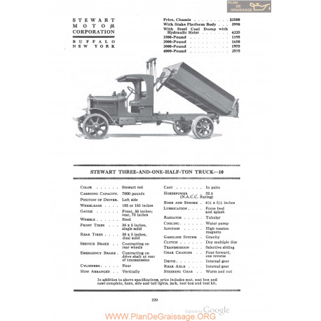 Stewart Three And One Half Ton Truck 10 Fiche Info 1920