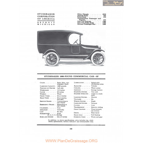 Studebaker 1000 Pound Commercial Car Sf Fiche Info 1916