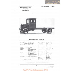 Walter Five Ton Truck S Fiche Info 1922