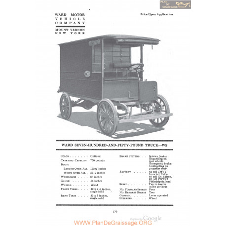 Ward Seven Hundred And Fifty Pound Truck Ws Fiche Info 1920